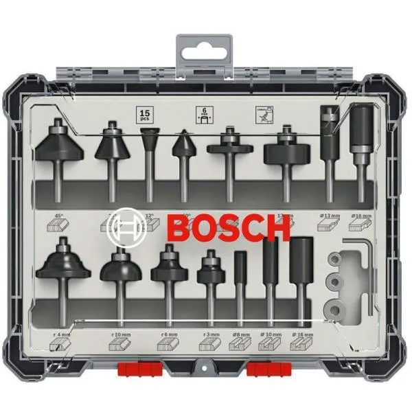 Набор комбинированных фрез Bosch Professional 6мм 15шт