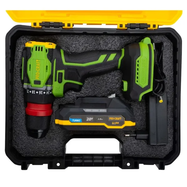 Бесщеточный аккумуляторный шуруповерт Procraft PA18Pro DFR в кейсе (1 АКБ, 2 А/ч) с доставкой