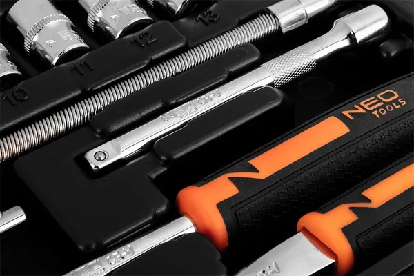 Набор инструментов Neo Tools, набор торцевых головок, 46 шт, 1/4", CrV, кейс фото №12