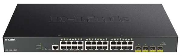 Комутатор D-Link DGS-1250-28XMP 24xGE PoE, 4xSFP+, 370W, WebSmart