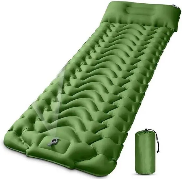 Килимок надувний 2E Tactical, з системою накачування, зелений фото №1