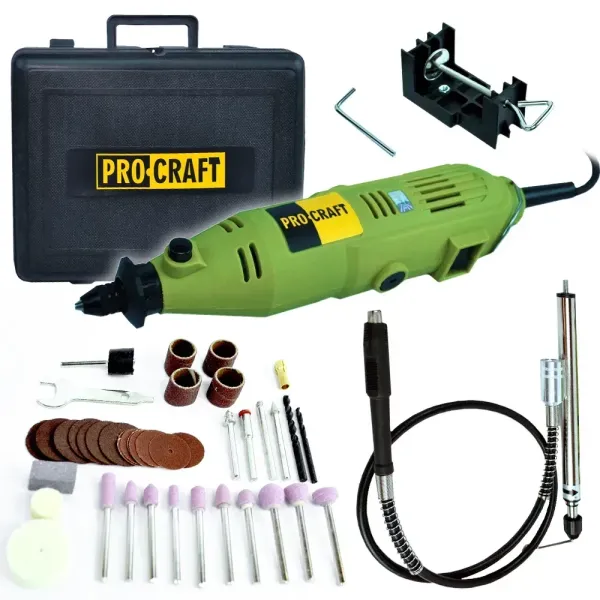Ручний гравер в кейсі Procraft PG-400 з насадками та гнучким валом