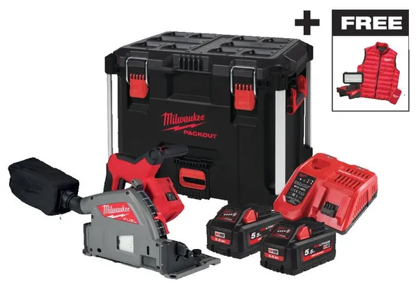 Пила дискова занурювальна акумуляторна безщіткова MILWAUKEE M18 FPS55MC-552P (+ заряд.пристрій, 2 акум., HD кейс)+M18 ALIS-0+жил ціна в Україні