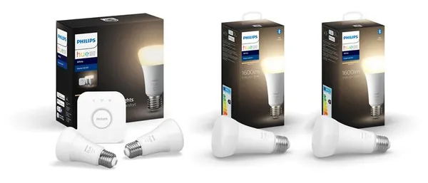 Набор Philips Hue (Bridge, лампа E27 White 2 шт, лампа E27 15.5W White 2шт)