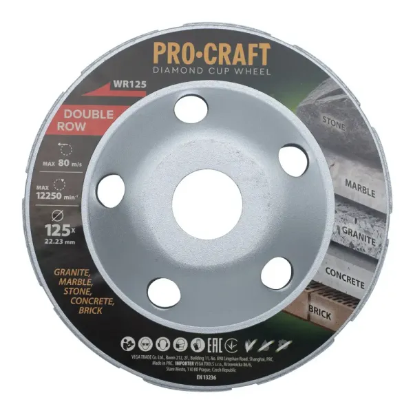 Шлифовальный круг по бетону 125×5.0×22.23 мм, двухрядный Procraft WR125 цена в Украине
