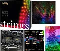 Гірлянда Smart LED Twinkly Strings RGB 600 IP44 48м кабель чорний фото