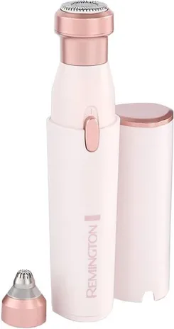 Триммер Remington для носа и ушей и бороды, сеть+акум., насадок-2, сталь, розовый фото