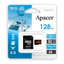 Карта пам'яті Apacer microSD 128GB C10 UHS-I U3 A2 R100/W80MB/s + SD фото