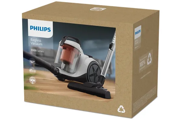 Заказать Пылесос Philips контейнерный Series 1000, 750Вт, конт пыль -1.3л, вес-3.5кг, Super Clean Air, белый с доставкой