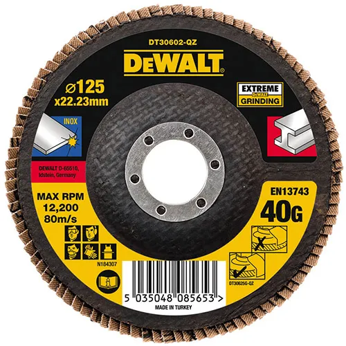 Диск лепестковый DeWalt INOX Extreme 125x22.23мм G40мкм