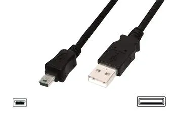 Кабель DIGITUS USB-A > mini USB заряджання/синхронізації, 1.8м, чорний