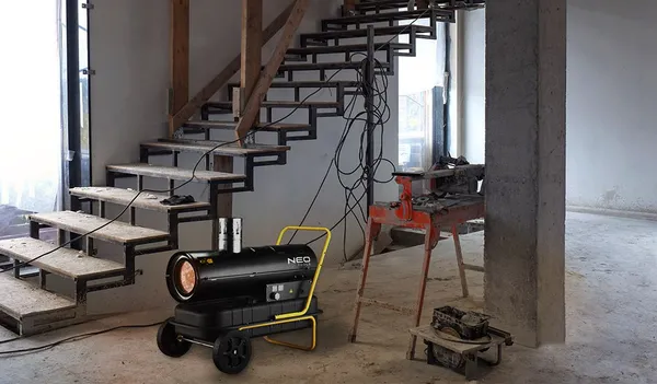 Тепловая пушка дизельная Neo Tools, прямого нагрева, 20кВт, 200м2, 600м3/ч, колеса, черный, 21.30кг цена в Украине