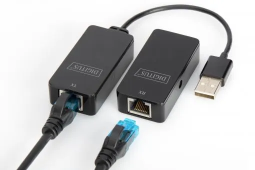 Подовжувач DIGITUS USB, USB 2.0, для використання з кабелем Cat5/5e/6 UTP, STP або SFT, до 50 м, чорний