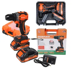 Бесщеточный аккумуляторный шуруповерт Rebiner RAD-18BL в кейсе (2 АКБ) фото