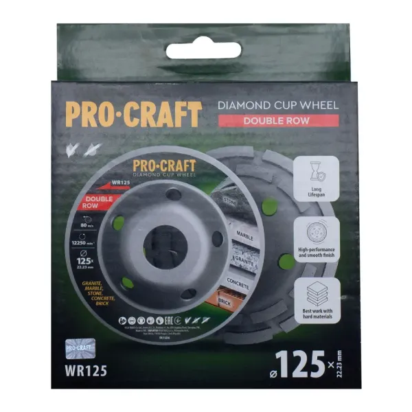 Купить Шлифовальный круг по бетону 125×5.0×22.23 мм, двухрядный Procraft WR125