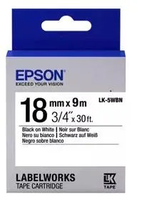 Картридж зі стрічкою Epson LK5WBN принтерів LW-400/LW-400VP/LW-600P/LW-700/LW-Z710/LW-900P/LW-1000P/LW-Z5000BE Std Blk/Wht 18mm/9m фото