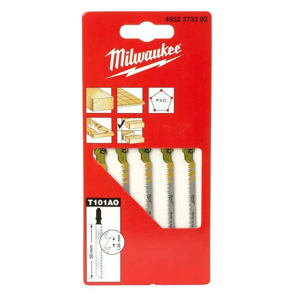 Полотно пилочное для электролобзика Milwaukee T101AO по дереву, шаг зуба 1.35мм х 50мм, 5шт