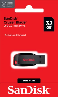 Накопичувач SanDisk   32GB USB 2.0 Type-A Cruzer Blade Чорний фото