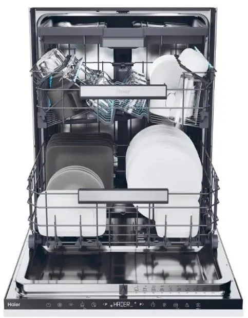 Посудомийна машина Haier вбудована, 16компл., A+++, 60см, дисплей, інвертор, 3й кошик, білий