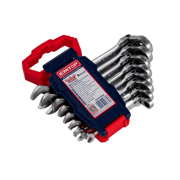 Набор комбинированных ключей с трещоткой EMTOP ECSS10803 8 пр.