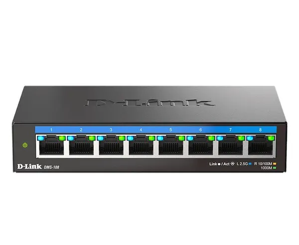 Коммутатор D-Link DMS-108 8x2.5GE, Неуправлямый