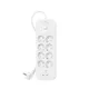 Удлинитель сетевой Belkin 2м, 8хТип, 16А, 2xUSB-С 18Вт, фильтр, белый