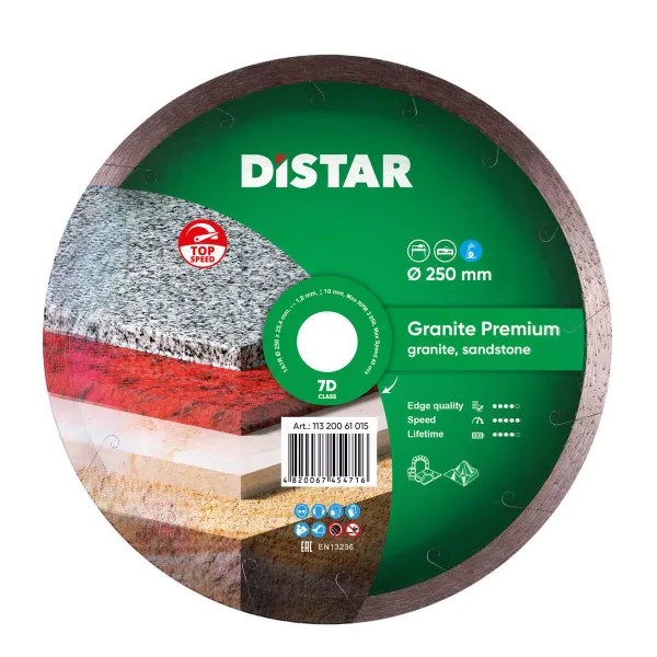 Круг алмазний відрізний Distar 1A1R 250 Granite Premium фото №1